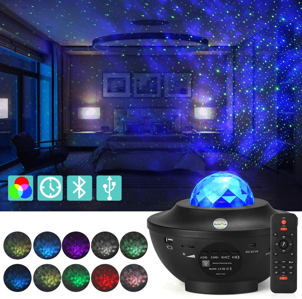 Galaxy Star Lights Ocean Wave Projector ( Built-in Bluetooth Speaker and Remote Control) - LuxxStores