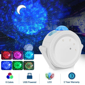 Touch&Voice Night Light Projector Starry Sky Projection Ocean Wave Water Wave - LuxxStores