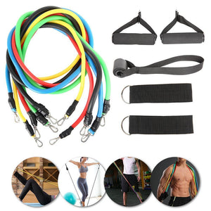 11pcs Pull Rope Fitness Exercises Resistance Bands Training Workout Yoga - LuxxStores