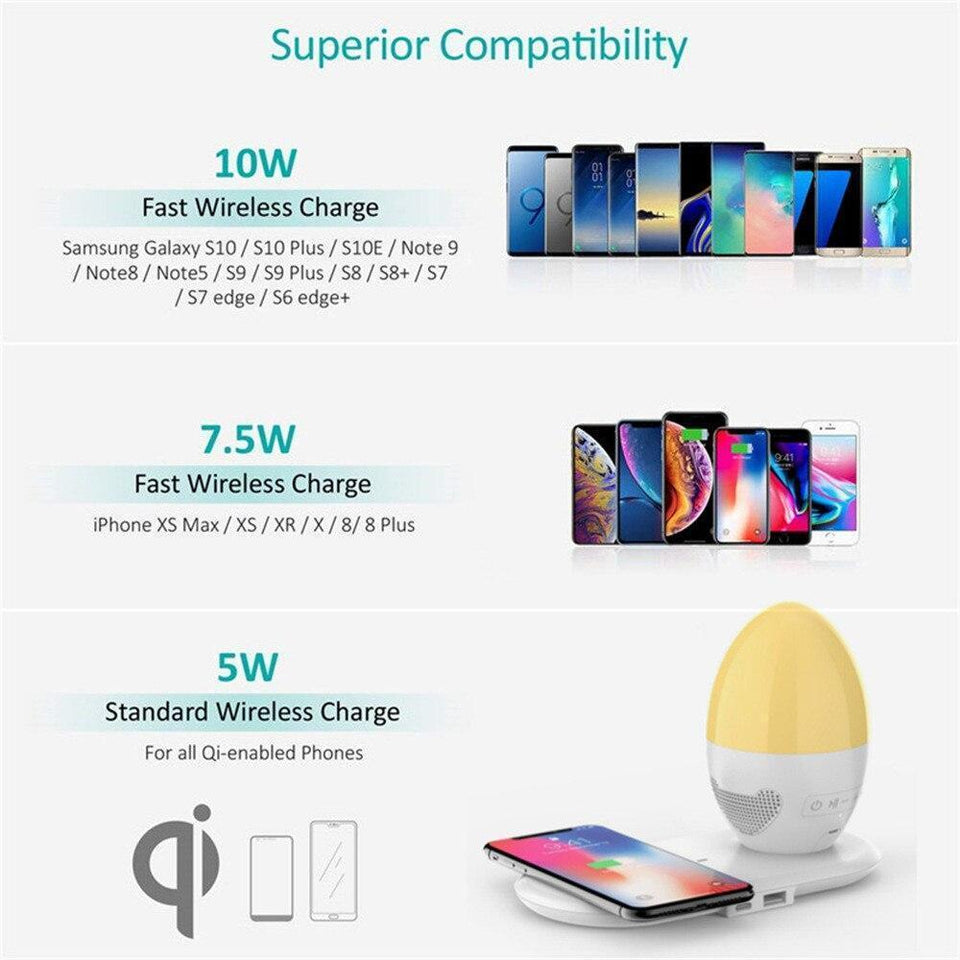 Household Bluetooth Audio Table Lamp Charging Bedroom Feeding Bedside Night Light Wireless Charger - LuxxStores