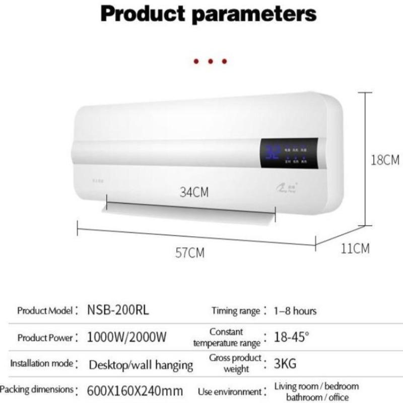 Portable 2 in 1 Small Electric Wall Mounted Air Conditioner Heater Fan by Luxx Stores - LuxxStores