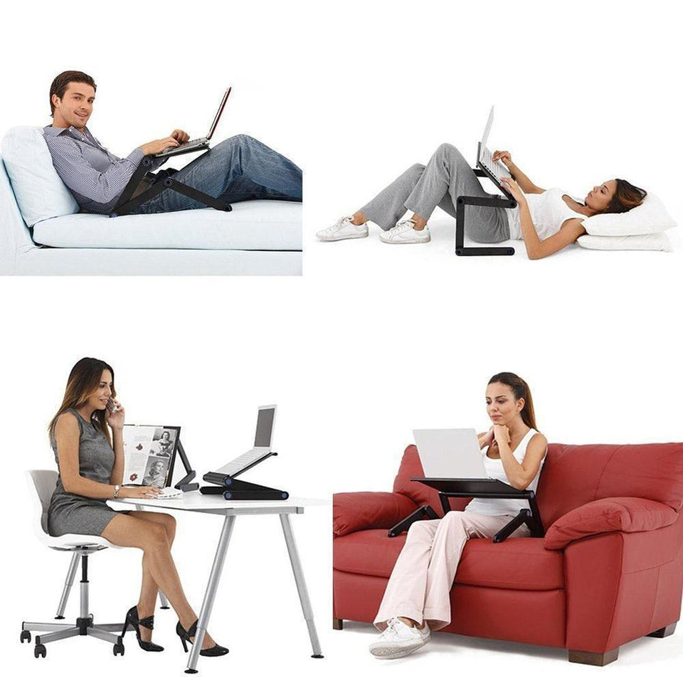 Two Fan Laptop Desks Portable Adjustable Foldable Table - LuxxStores