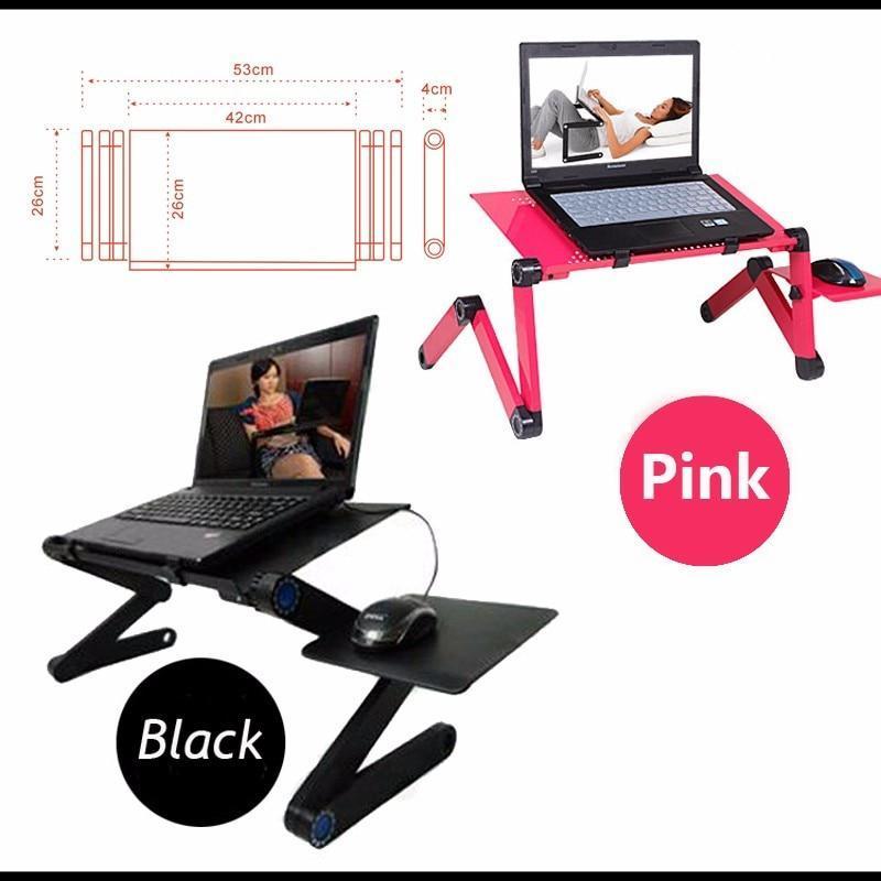 Two Fan Laptop Desks Portable Adjustable Foldable Table - LuxxStores