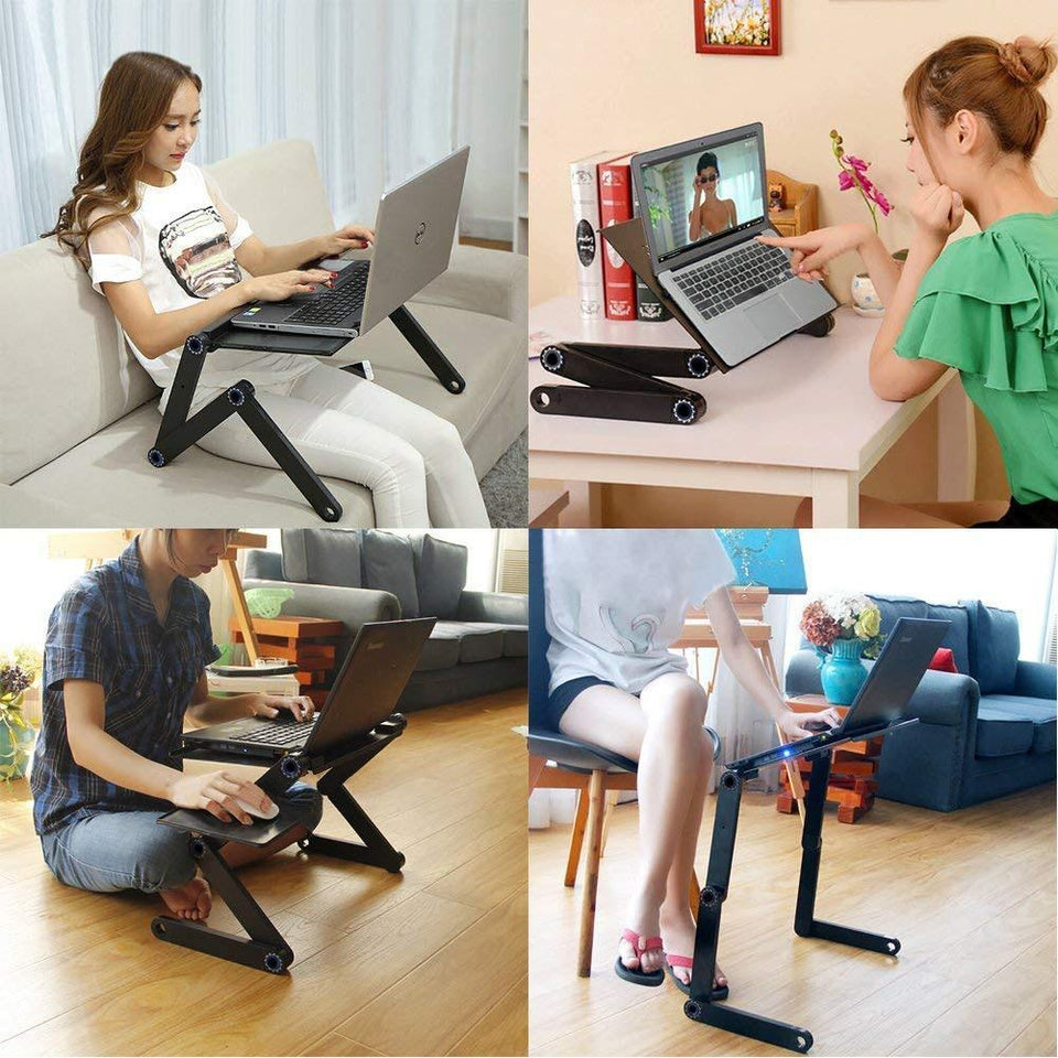 Two Fan Laptop Desks Portable Adjustable Foldable Table - LuxxStores