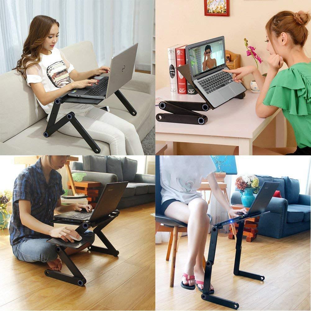 Two Fan Laptop Desks Portable Adjustable Foldable Table - LuxxStores