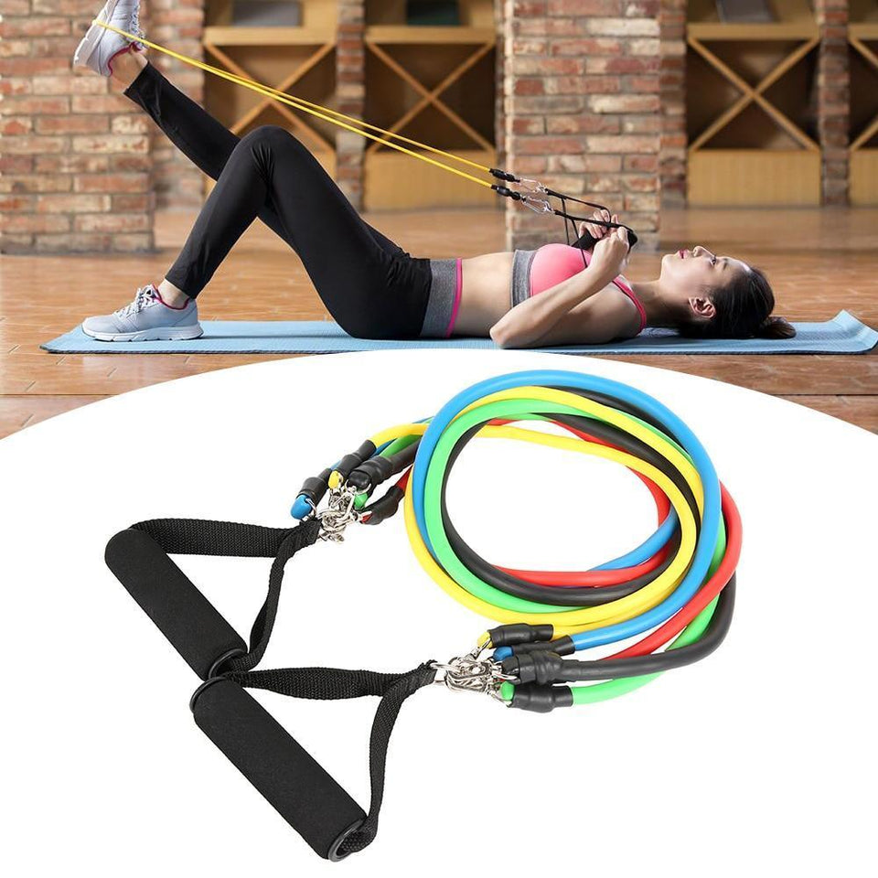 11pcs Pull Rope Fitness Exercises Resistance Bands Training Workout Yoga - LuxxStores