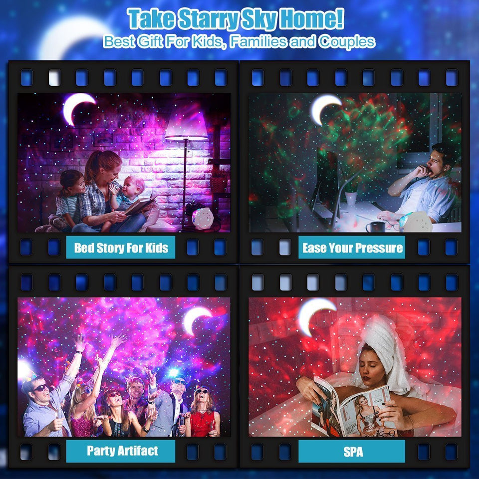 Touch&Voice Night Light Projector Starry Sky Projection Ocean Wave Water Wave - LuxxStores