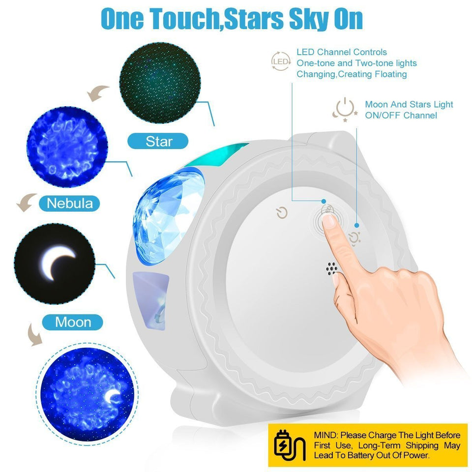 Touch&Voice Night Light Projector Starry Sky Projection Ocean Wave Water Wave - LuxxStores