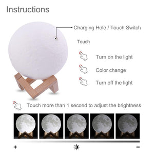 Moon Lamp 3D Print Night Light - LuxxStores