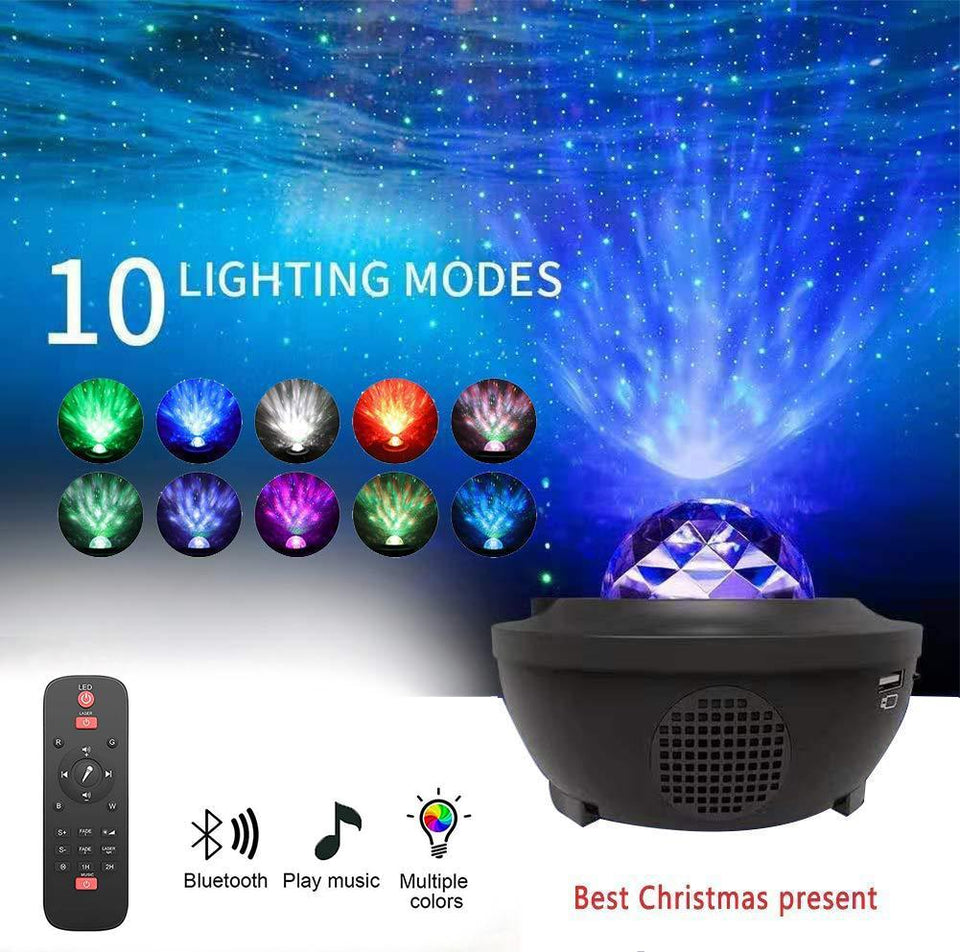 Galaxy Star Lights Ocean Wave Projector ( Built-in Bluetooth Speaker and Remote Control) - LuxxStores