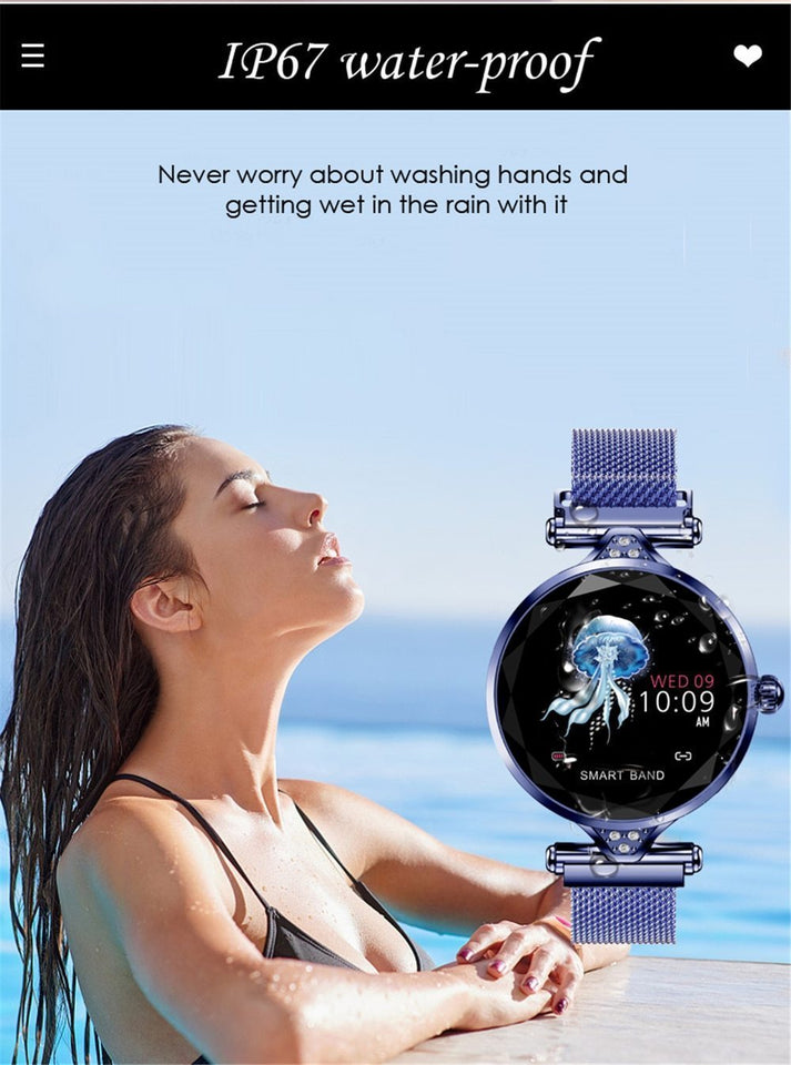 Women Smart Watch - Heart Rate Monitor, Fitness Tracker, Bluetooth Waterproof - LuxxStores