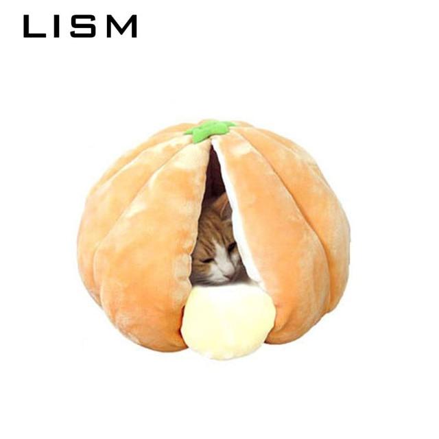 Pet Cat Dog Cute House Bed Mat Warm Soft Removeable Kennel Nest Pet Basket Halloween Funny Fruit Pumpkin House For Cat Dog Tent