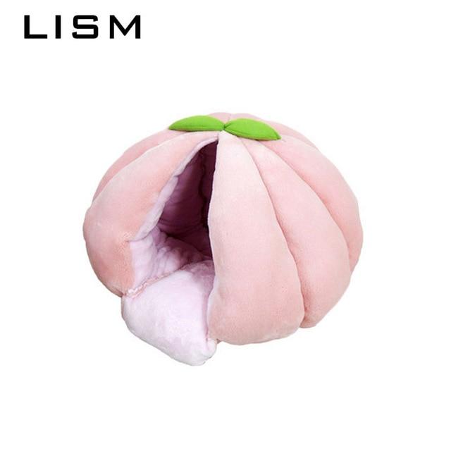 Pet Cat Dog Cute House Bed Mat Warm Soft Removeable Kennel Nest Pet Basket Halloween Funny Fruit Pumpkin House For Cat Dog Tent
