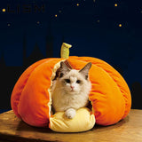 Pet Cat Dog Cute House Bed Mat Warm Soft Removeable Kennel Nest Pet Basket Halloween Funny Fruit Pumpkin House For Cat Dog Tent