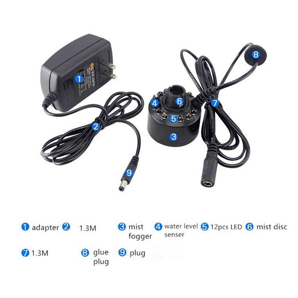 Mist Maker Smoke Fog Machine Color Changing Party Prop With 12 LED - LuxxStores