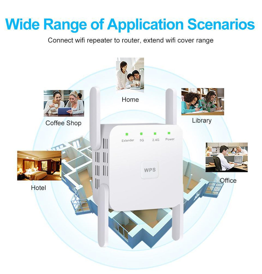 WiFi Range Extender Signal Booster with 4 External Antennas - LuxxStores
