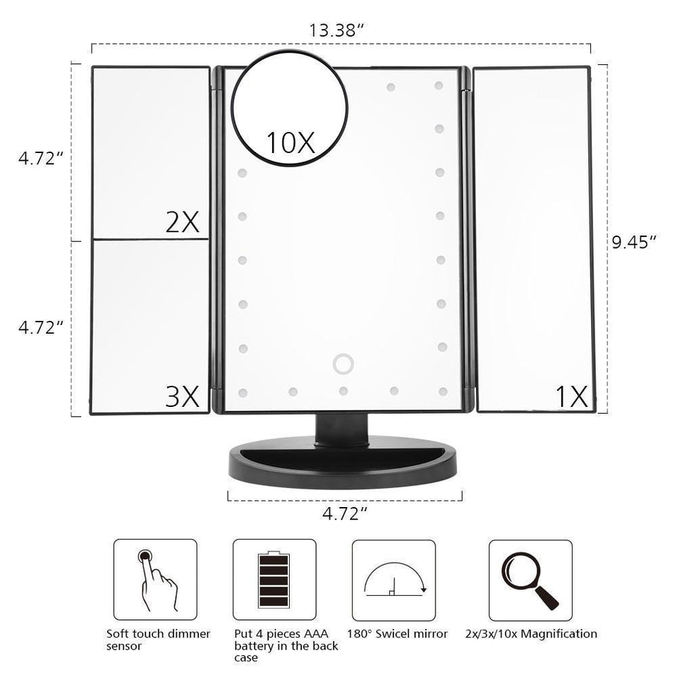 LED Touch Screen Makeup Mirror - LuxxStores