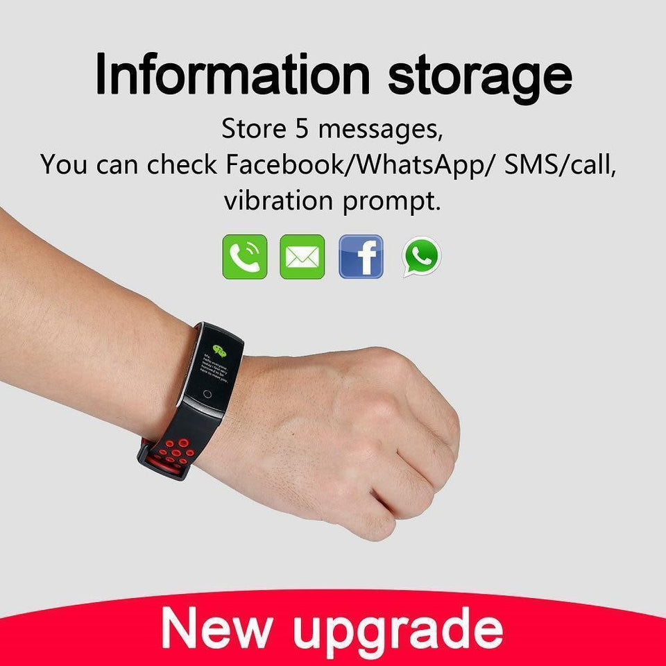 Smart Bracelet Heart Rate Monitor Waterproof Fitness Tracker Bluetooth Watch Band - LuxxStores