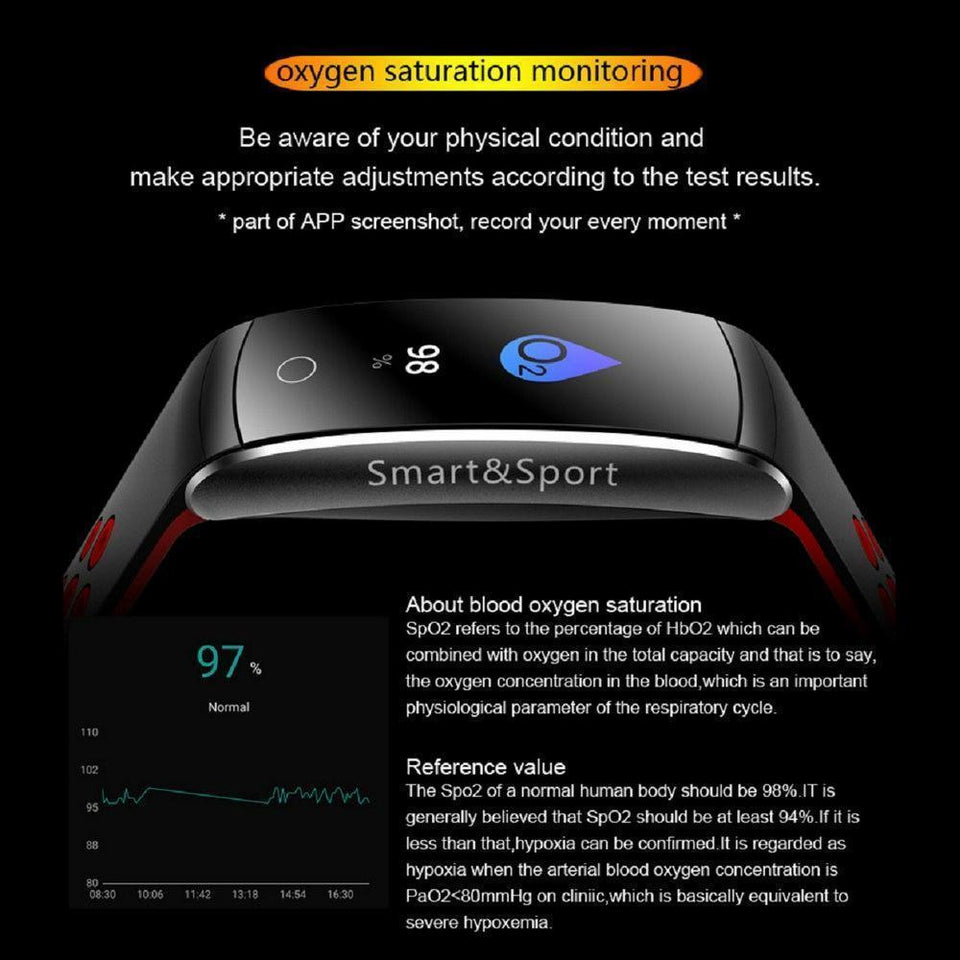 Smart Bracelet Heart Rate Monitor Waterproof Fitness Tracker Bluetooth Watch Band - LuxxStores