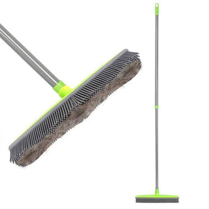 Miracle Broom 3-in-1 Bristles Sweeper Squeegee Scratch Free Bristle Broom for Pet Cat Dog Hair Carpet Hardwood Windows - LuxxStores
