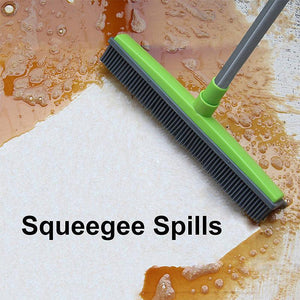 Miracle Broom 3-in-1 Bristles Sweeper Squeegee Scratch Free Bristle Broom for Pet Cat Dog Hair Carpet Hardwood Windows - LuxxStores