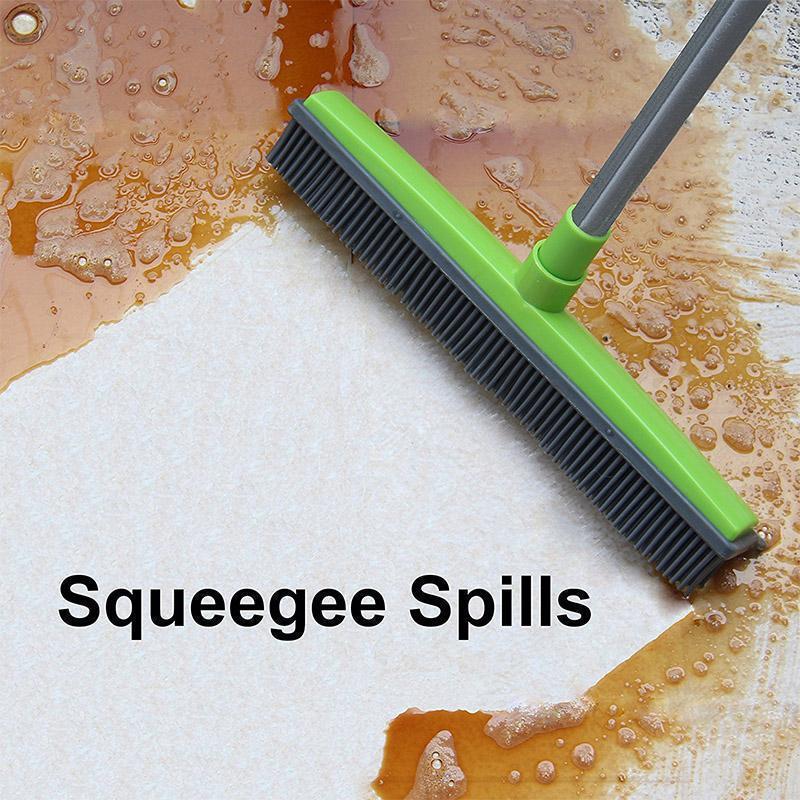 Miracle Broom 3-in-1 Bristles Sweeper Squeegee Scratch Free Bristle Broom for Pet Cat Dog Hair Carpet Hardwood Windows - LuxxStores